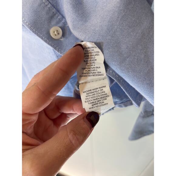 Boys Children's Place Blue Button Down Shirt 10/12 - Picture 5 of 6